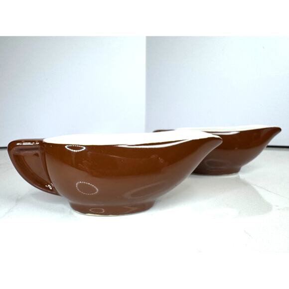 Pair MCM Hall China Individual Restaurant Sauciere/Gravy /Sauce Boats 2 Ounces - Picture 4 of 5
